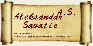 Aleksandar Savatić vizit kartica